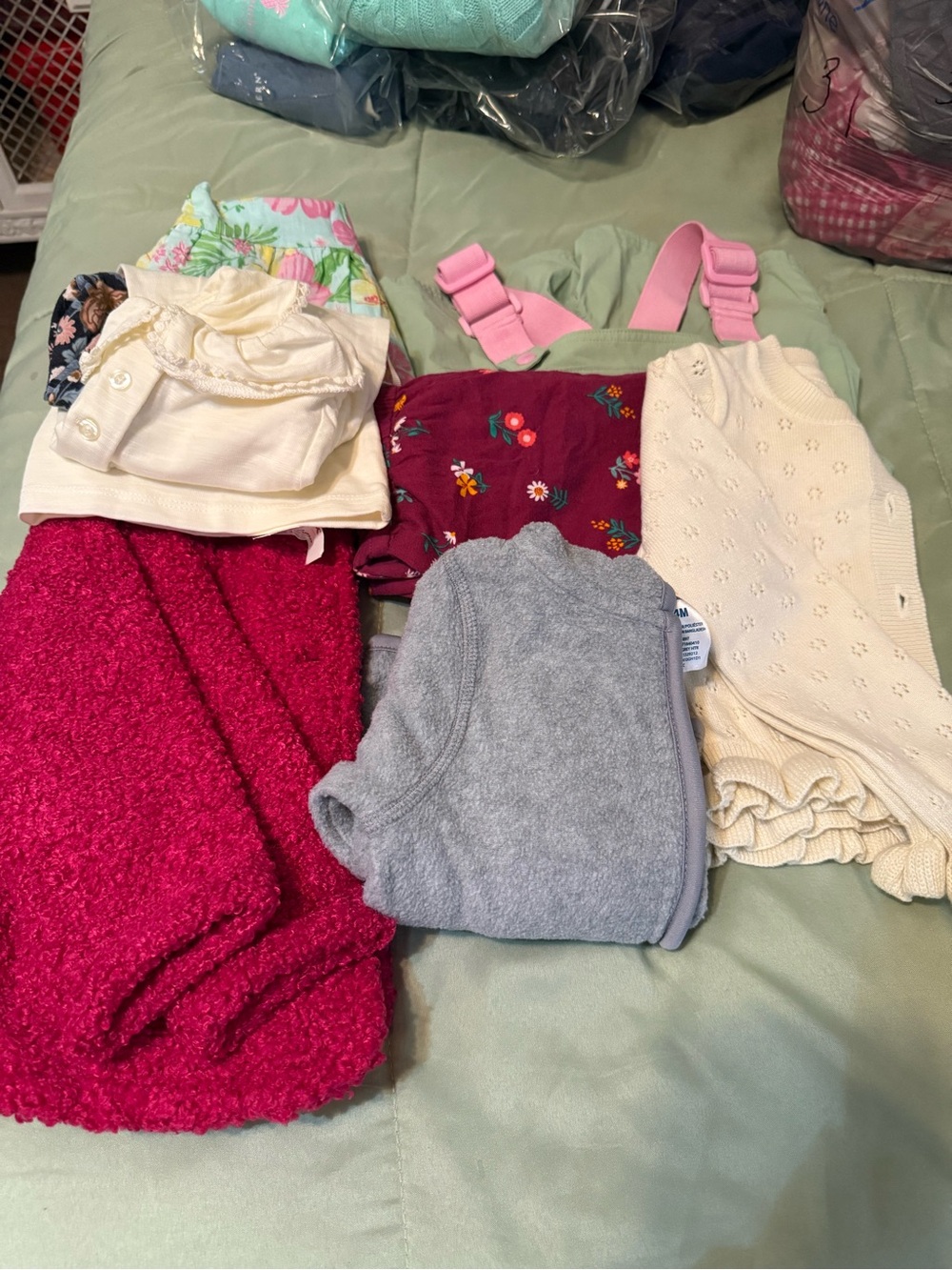 Girls Assorted Clothing Lot - Pink, Cream, Gray, Burgundy